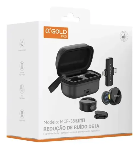 Microfone duplo com estojo carga