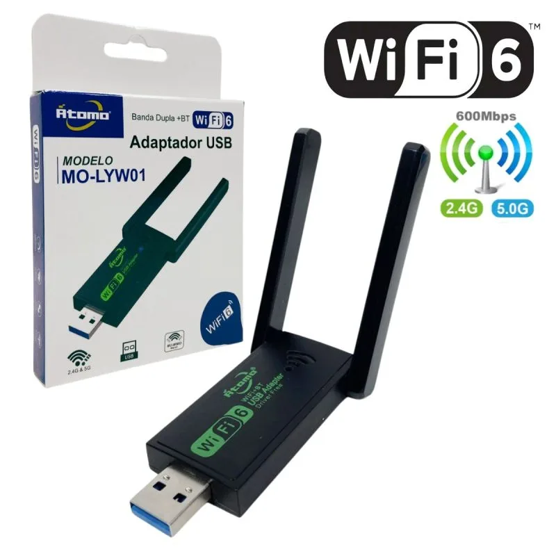 Adaptador wif 6 ( 2.4 + 5g + bluetooth 5.0)