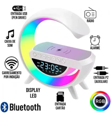 Caixa de som G RGB + alarme + carregador induçao